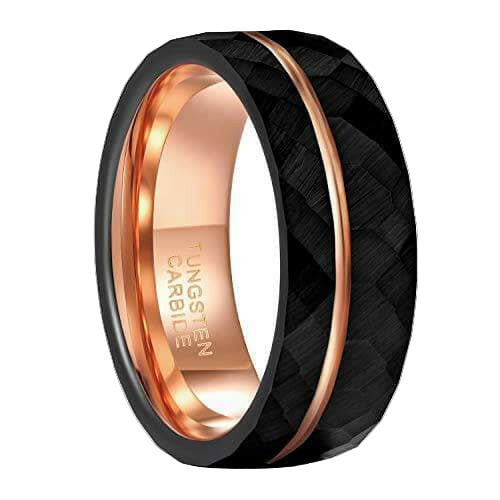 8mm Black Tungsten Wedding Band with Thin Line-Evani Naomi Jewelry