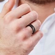 8mm Black Tungsten Wedding Band with Thin Line-Evani Naomi Jewelry