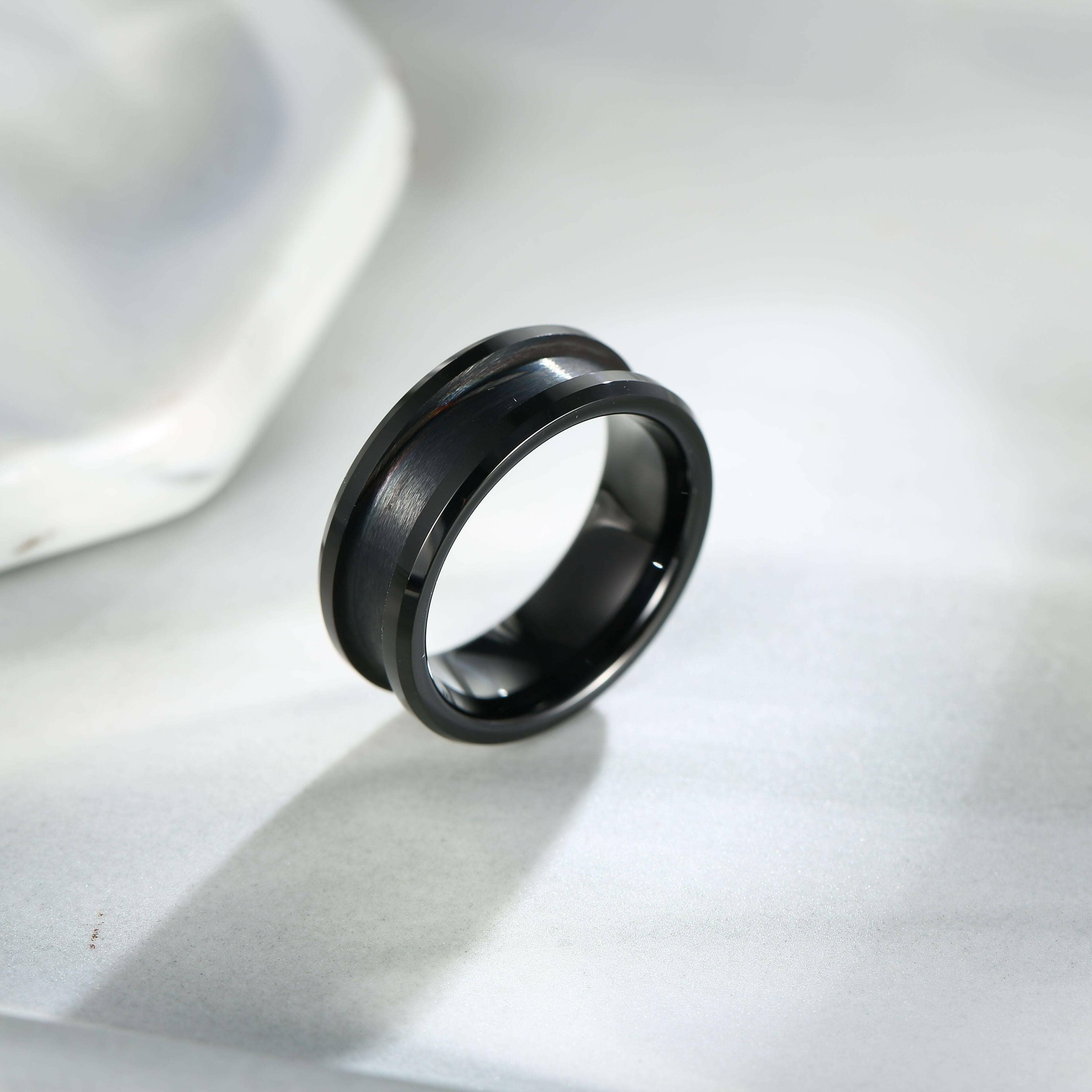 8mm Blank Center Tungsten Wedding Band-Evani Naomi Jewelry