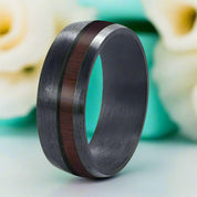 8mm Carbon Fiber Men's Band with Veneer Inlay-Evani Naomi Jewelry