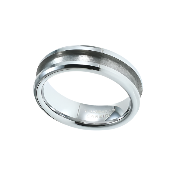 8mm Tungsten Men's Wedding Band with Blank Inlay-Evani Naomi Jewelry