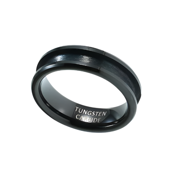 8mm Tungsten Men's Wedding Band with Blank Inlay-Evani Naomi Jewelry