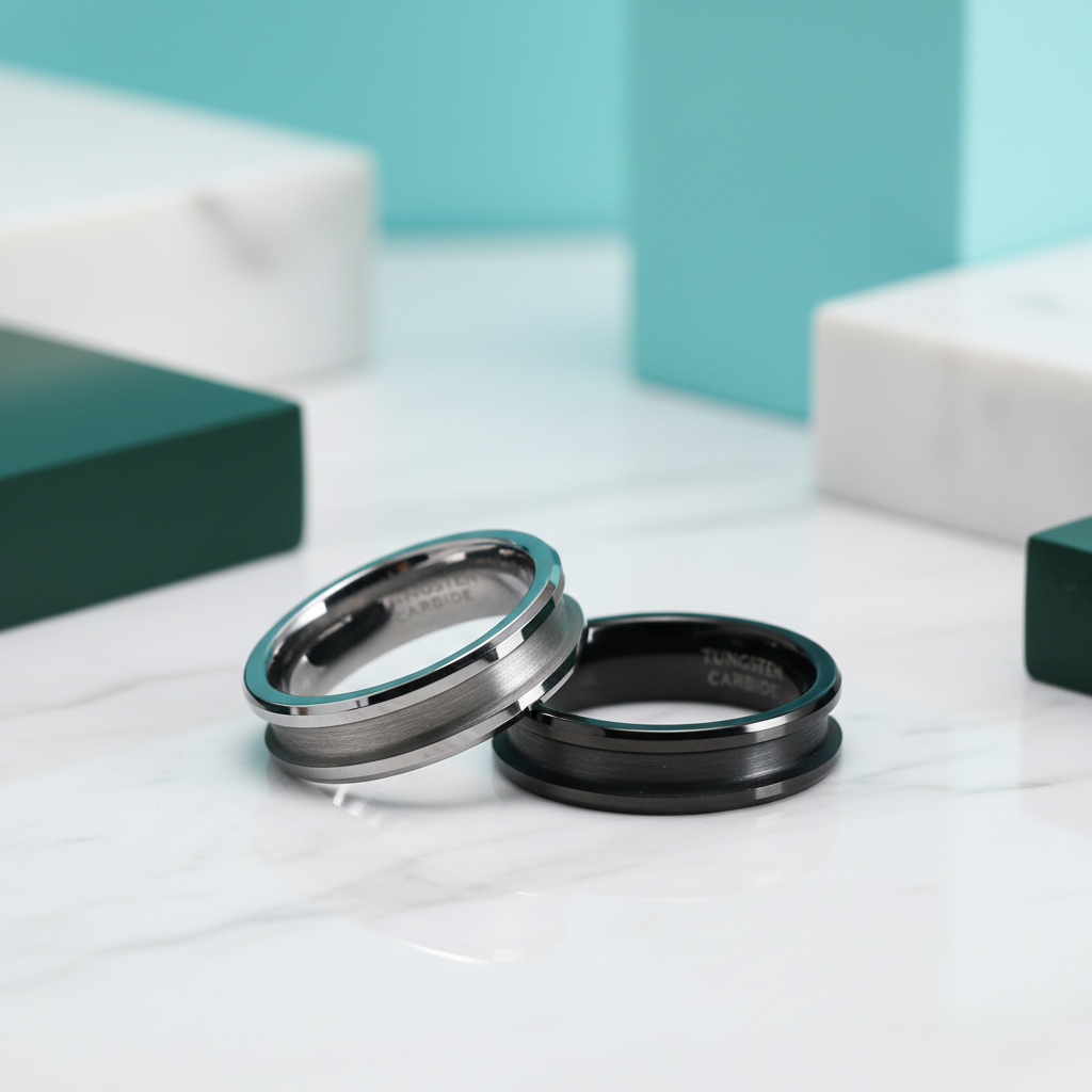 8mm Tungsten Men's Wedding Band with Blank Inlay-Evani Jewelry