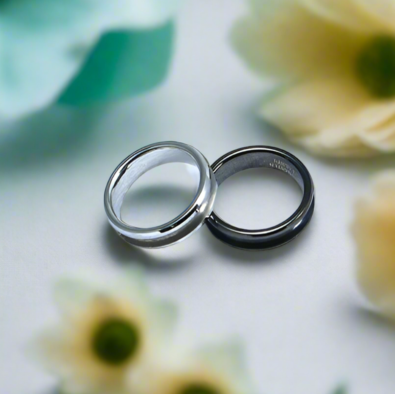 8mm Tungsten Men's Wedding Band with Blank Inlay-Evani Naomi Jewelry
