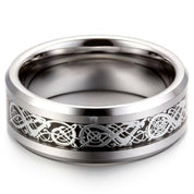 8mm Tungsten Men's Wedding Band with Celtic Dragon Inlay-Evani Naomi Jewelry