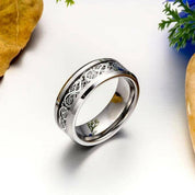 8mm Tungsten Men's Wedding Band with Celtic Dragon Inlay-Evani Naomi Jewelry