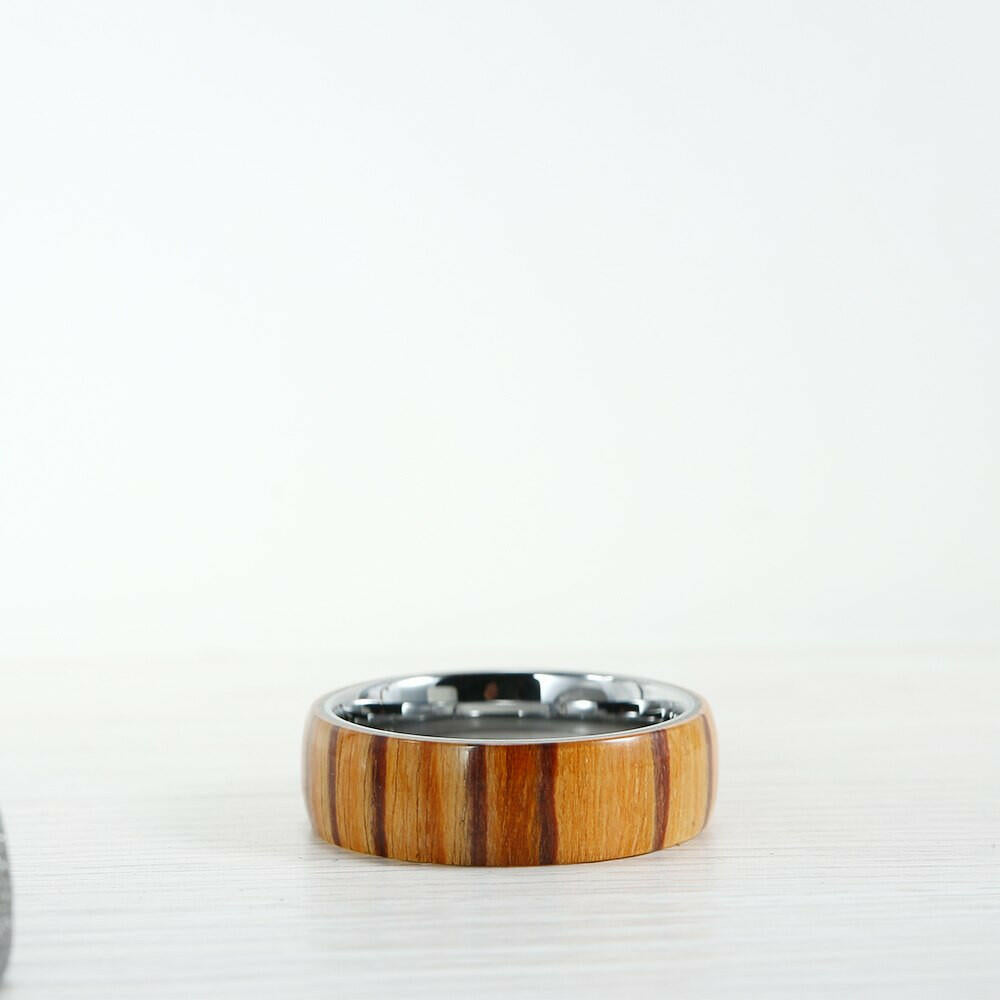 8mm Tungsten Men's Wedding Band with Wood Inlay-Evani Naomi Jewelry