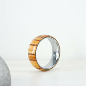 8mm Tungsten Men's Wedding Band with Wood Inlay-Evani Naomi Jewelry