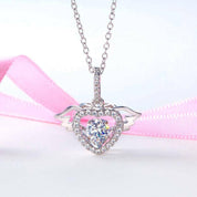 Angel's Wings Dancing Diamond Heart Necklace-Evani Naomi Jewelry