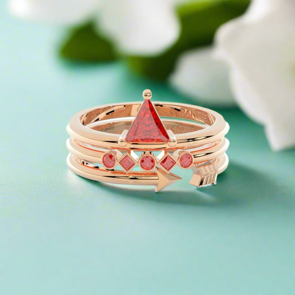 Archers and Rangers Ring Set- Video Game Inspired Rings in 14k Yellow Gold-Evani Naomi Jewelry