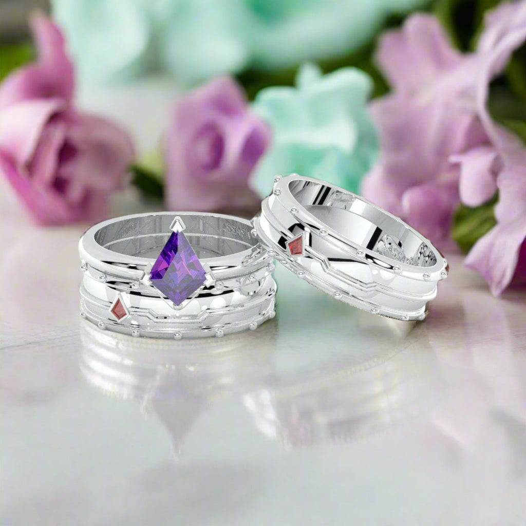 Assasin's Promise Ring Set (Women)- Video Game Inspired Rings in14k Yellow Gold-Evani Naomi Jewelry