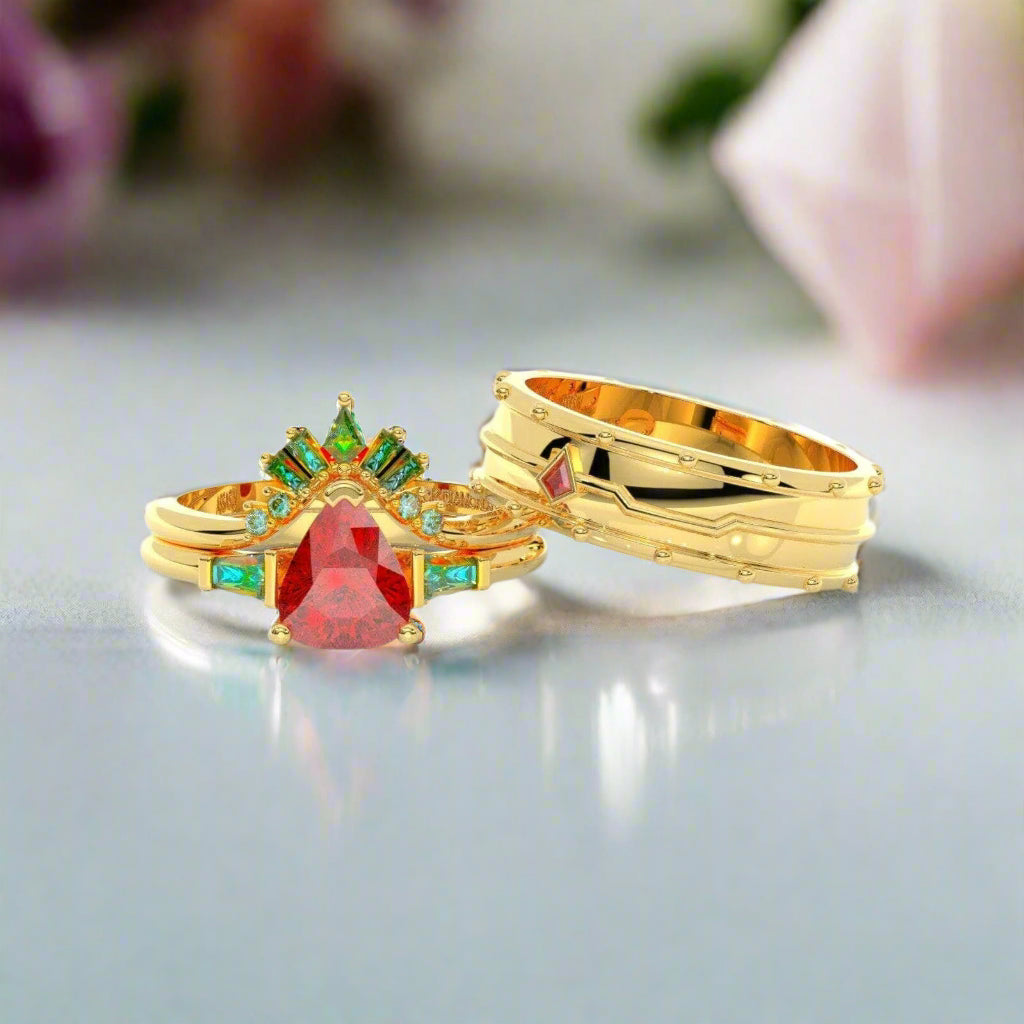 Assassin's Romance Engagement Ring- Video Game Inspired Rings in 14k Yellow Gold-Evani Naomi Jewelry
