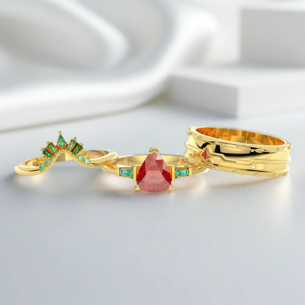 Engagement Ring in 14k Yellow Gold with Ruby Stone-Evani Jewelry