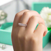 Baguette and Round Diamond Wedding Band-Evani Naomi Jewelry