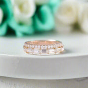 Baguette and Round Diamond Wedding Band-Evani Naomi Jewelry