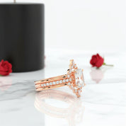 Be Mine Forever Gothic Wedding Rings in 14k Gold Radiant Coffin Cut Diamond-Evani Naomi Jewelry