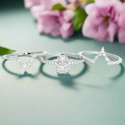 Be Mine Forever Gothic Wedding Rings in 14k Gold Radiant Coffin Cut Diamond-Evani Naomi Jewelry