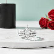 Be Mine Forever Gothic Wedding Rings in 14k Gold Radiant Coffin Cut Diamond-Evani Naomi Jewelry