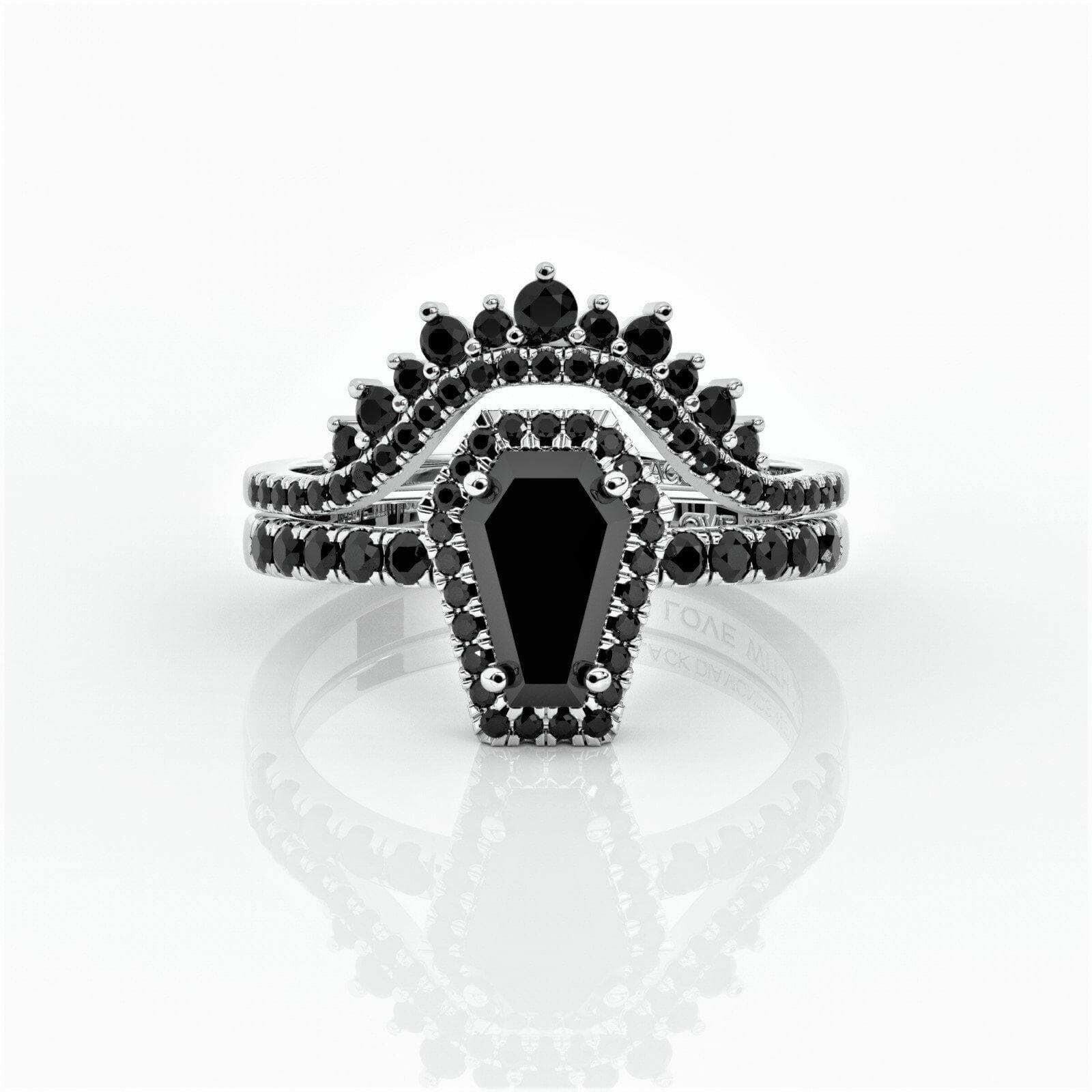 Best Love Gothic Wedding Rings in Rare Coffin Cut Diamond-Evani Naomi Jewelry