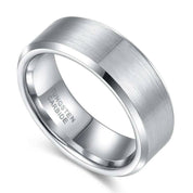 Beveled Brushed Unisex Tungsten Wedding Band-Evani Naomi Jewelry