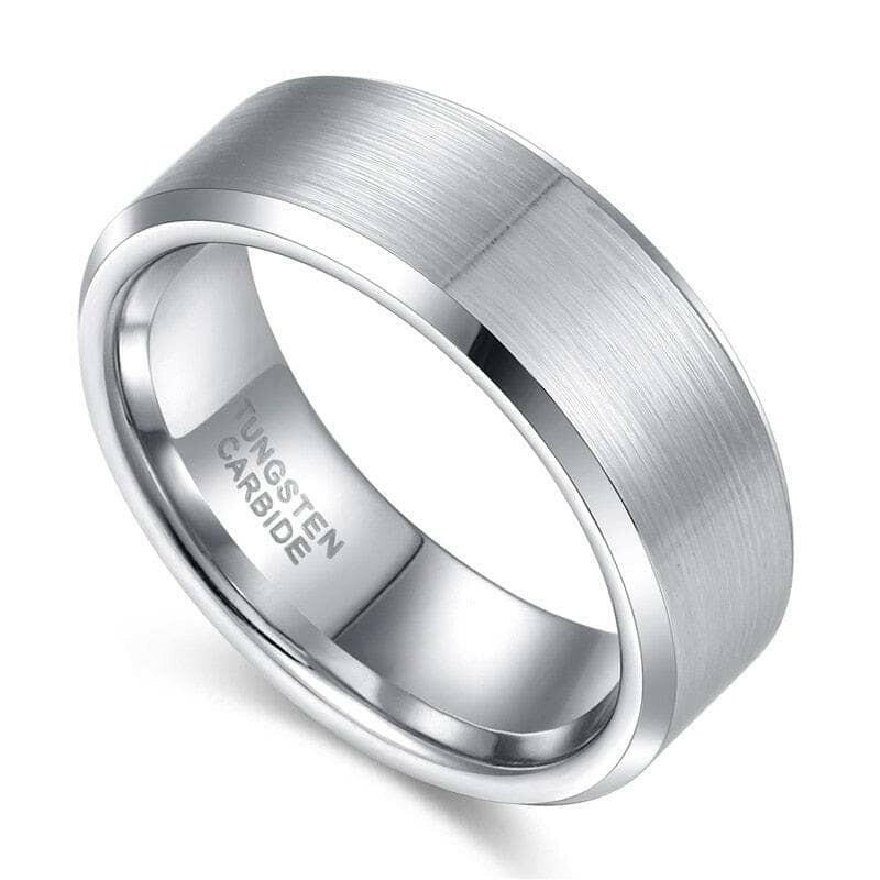 Beveled Brushed Unisex Tungsten Wedding Band-Evani Naomi Jewelry