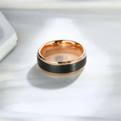 Black Surface & Rose Gold 8mm Tungsten Wedding Band-Evani Naomi Jewelry