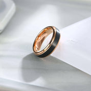 Black Surface & Rose Gold 8mm Tungsten Wedding Band-Evani Naomi Jewelry