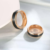 Black Surface & Rose Gold 8mm Tungsten Wedding Band-Evani Naomi Jewelry