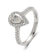 Brilliant 1.00 ct Pear-cut Diamond Petite Halo Engagement Ring-Evani Naomi Jewelry