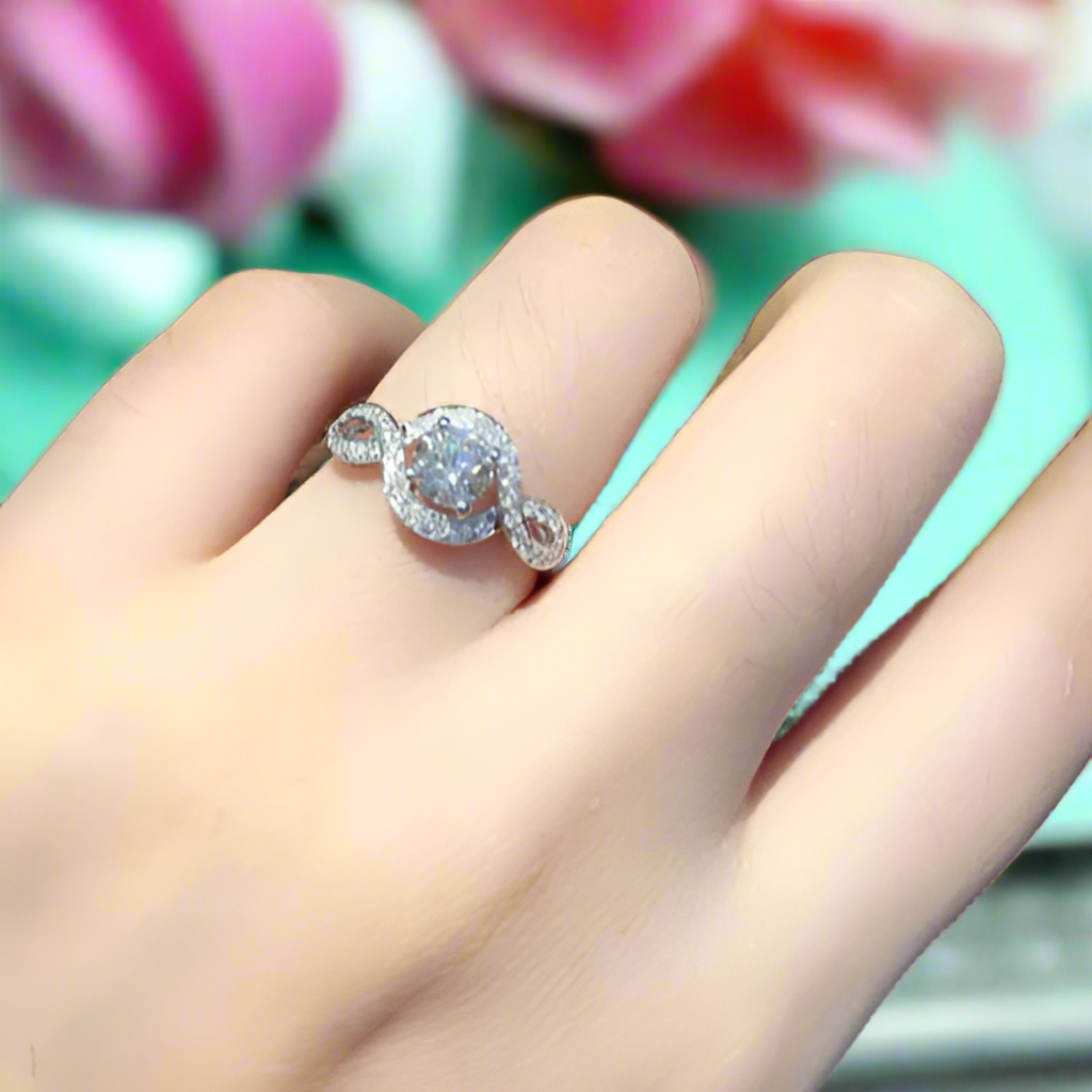 Brilliant Round-cut 1.00 ct Diamond Infinity Engagement Ring-Evani Naomi Jewelry