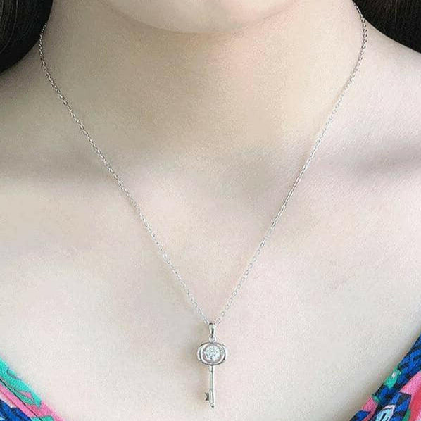 Classic 0.5 ct Diamond Key Shaped Necklace-Evani Naomi Jewelry
