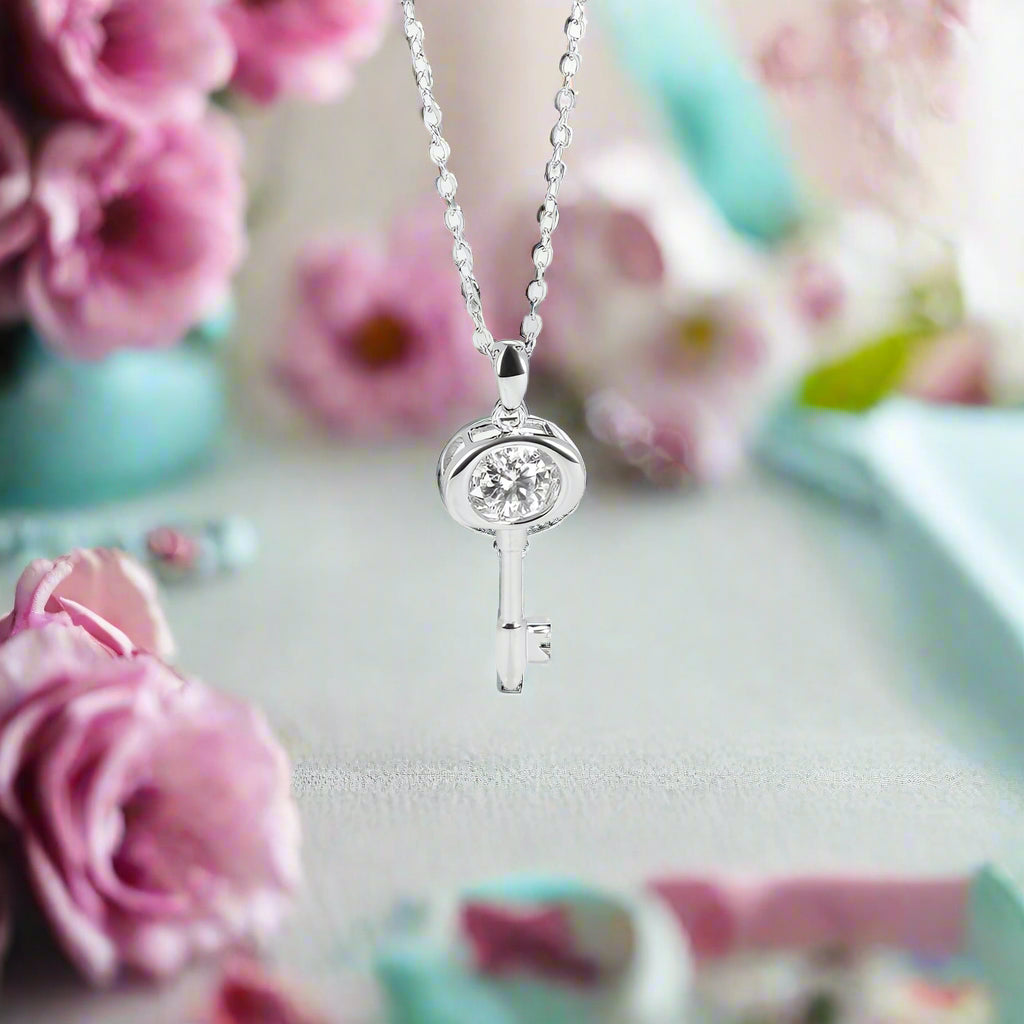 Classic 0.5 ct Diamond Key Shaped Necklace-Evani Naomi Jewelry