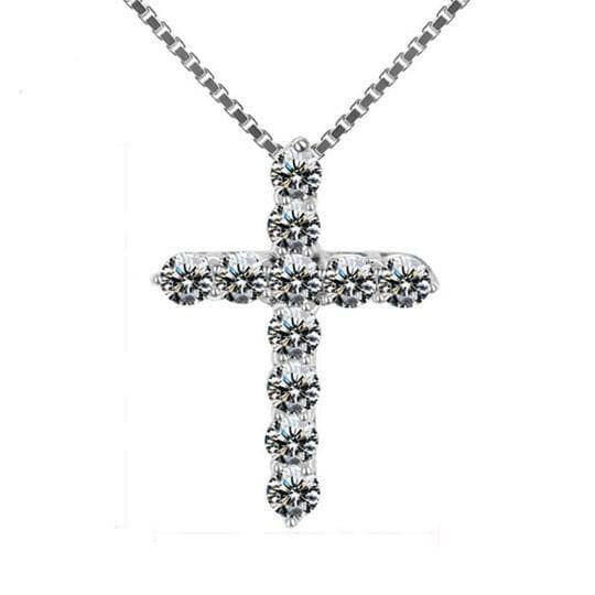 Classic 12 Pieces Round Diamond Cross Necklace-Evani Naomi Jewelry