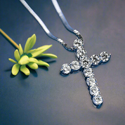 Classic 12 Pieces Round Diamond Cross Necklace-Evani Naomi Jewelry