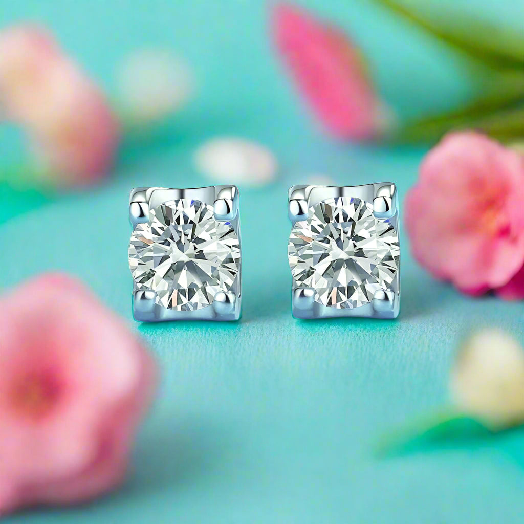 Classic 1.0 ct Diamond Ox Stud Earrings-Evani Naomi Jewelry