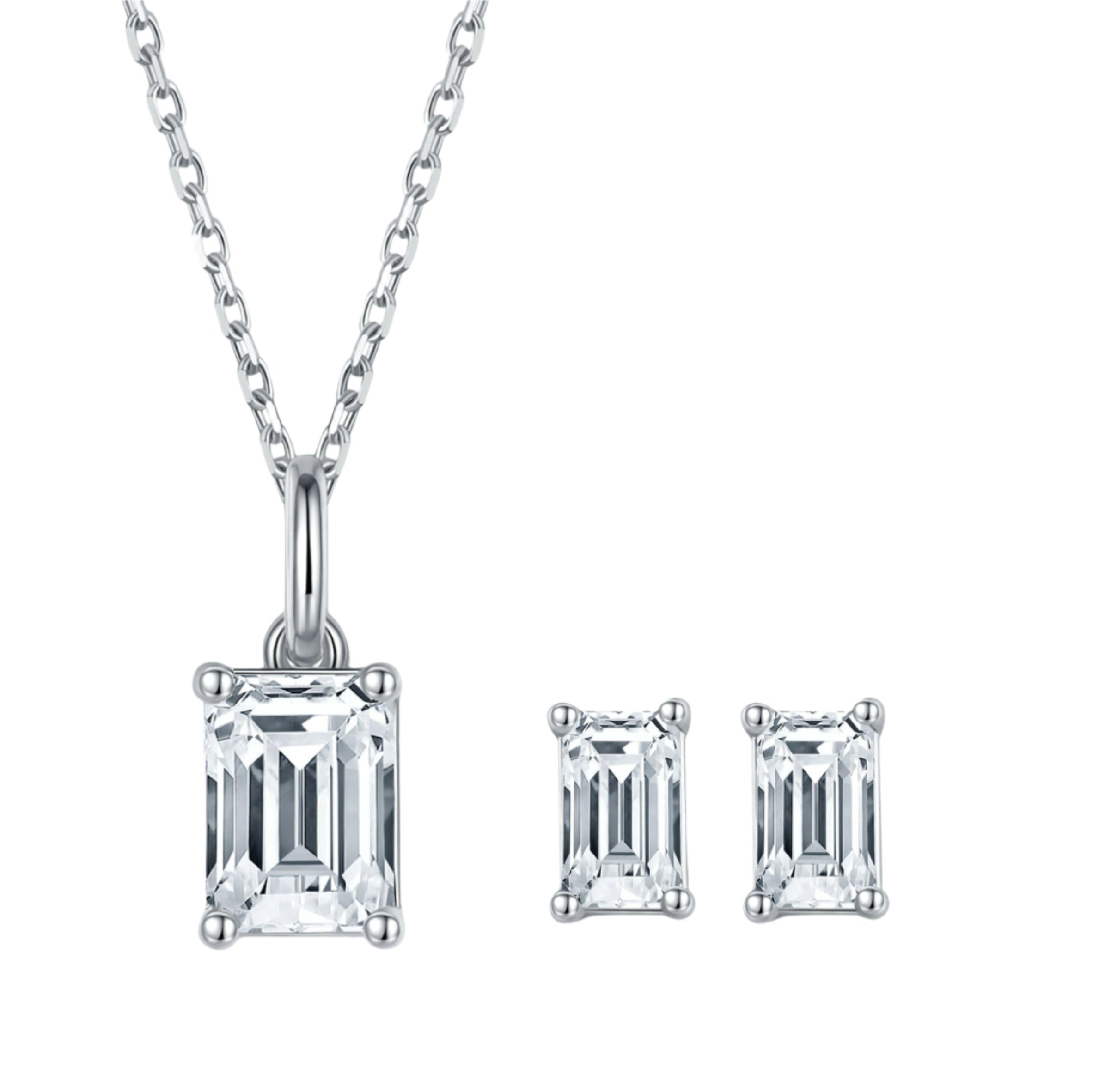 Classic 1.0 ct Emerald-cut Diamond Jewelry Set-Evani Naomi Jewelry
