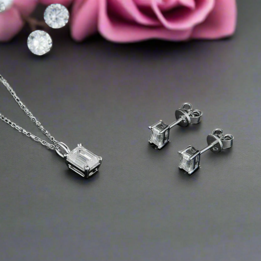 Classic 1.0 ct Emerald-cut Diamond Jewelry Set-Evani Naomi Jewelry