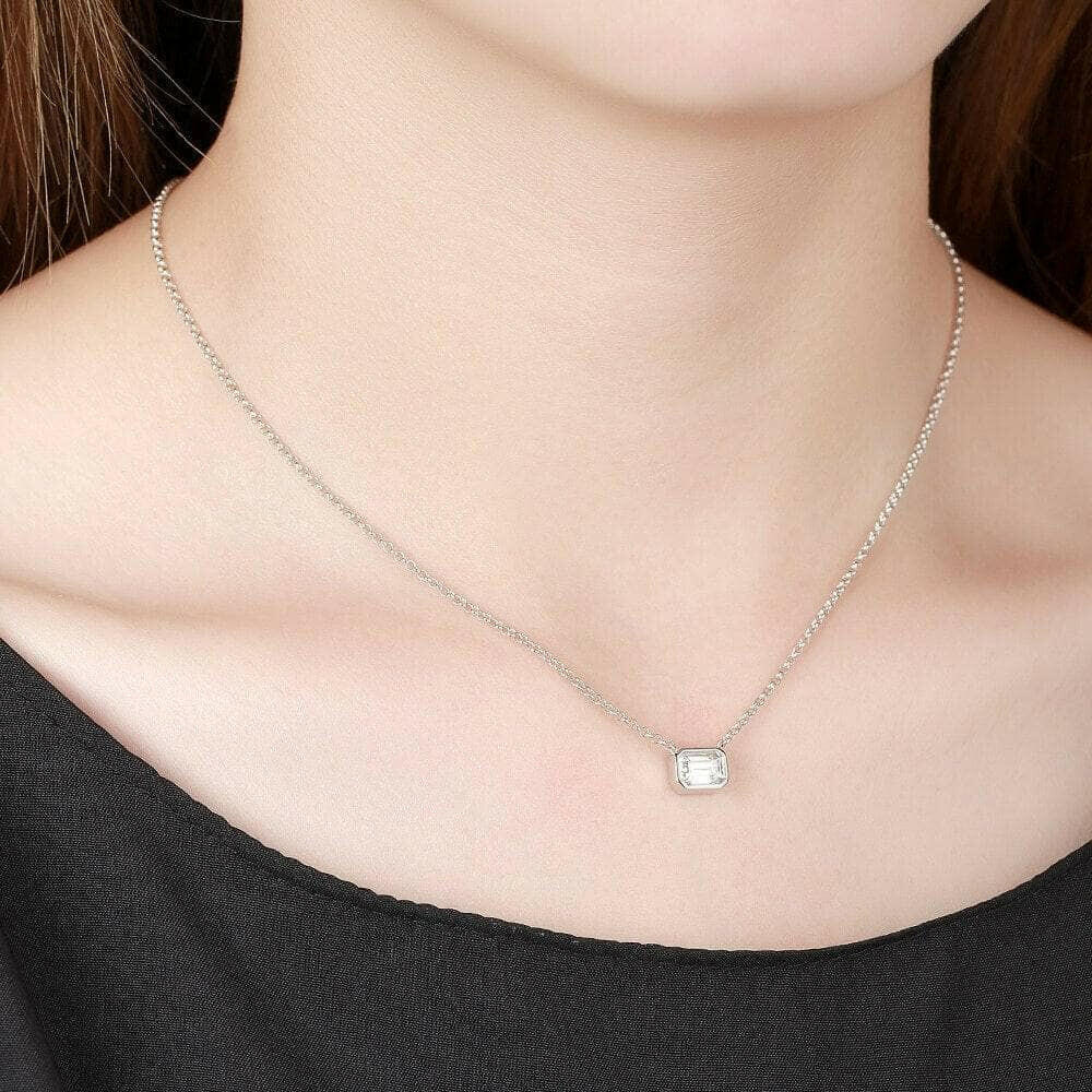 Classic 1.0 ct Emerald-cut Diamond Necklace-Evani Naomi Jewelry