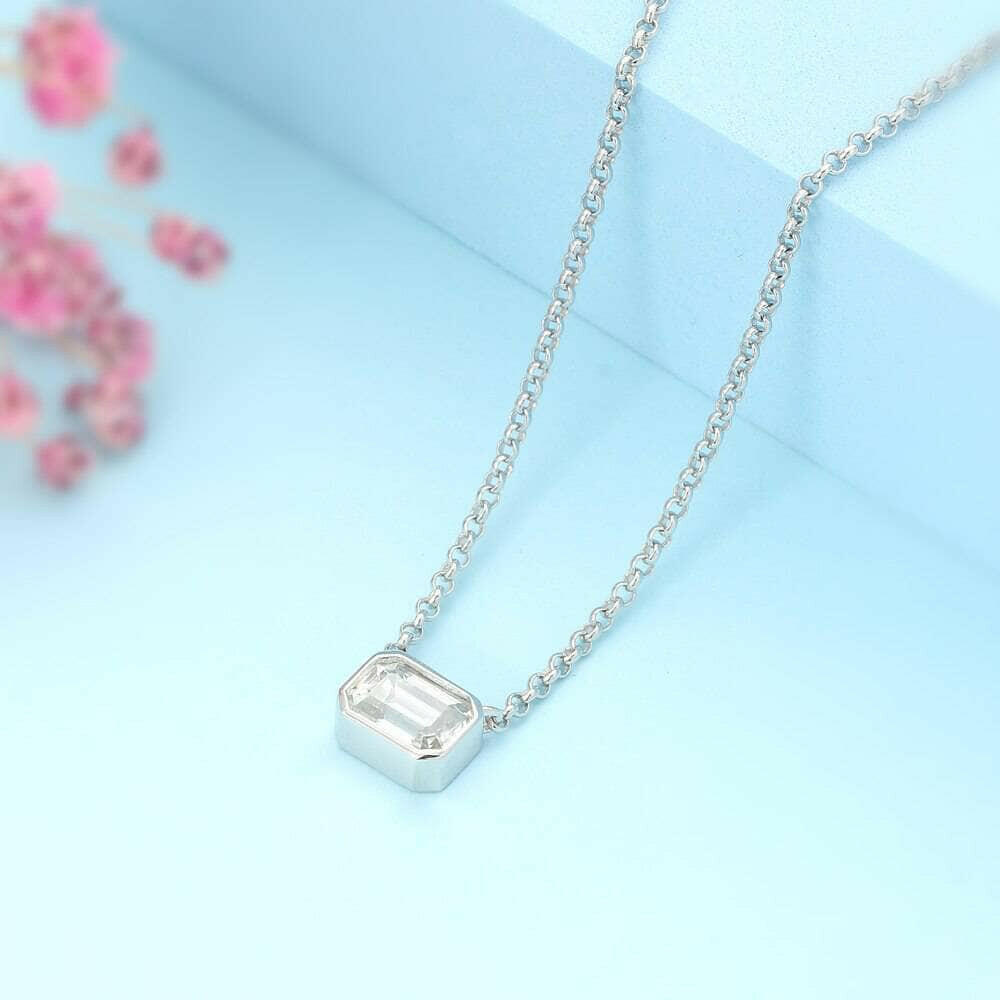 Classic 1.0 ct Emerald-cut Diamond Necklace-Evani Naomi Jewelry