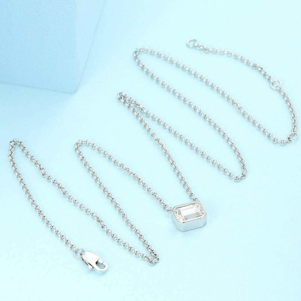 Classic 1.0 ct Emerald-cut Diamond Necklace-Evani Naomi Jewelry