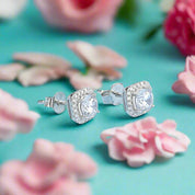 Classic 1.0 ct Round Diamond Halo Stud Earrings-Evani Naomi Jewelry
