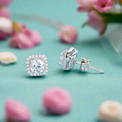 Classic 1.0 ct Round Diamond Halo Stud Earrings-Evani Naomi Jewelry