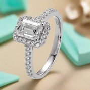 Classic 1.00 ct Emerald-cut Diamond Halo Engagement Ring-Evani Naomi Jewelry