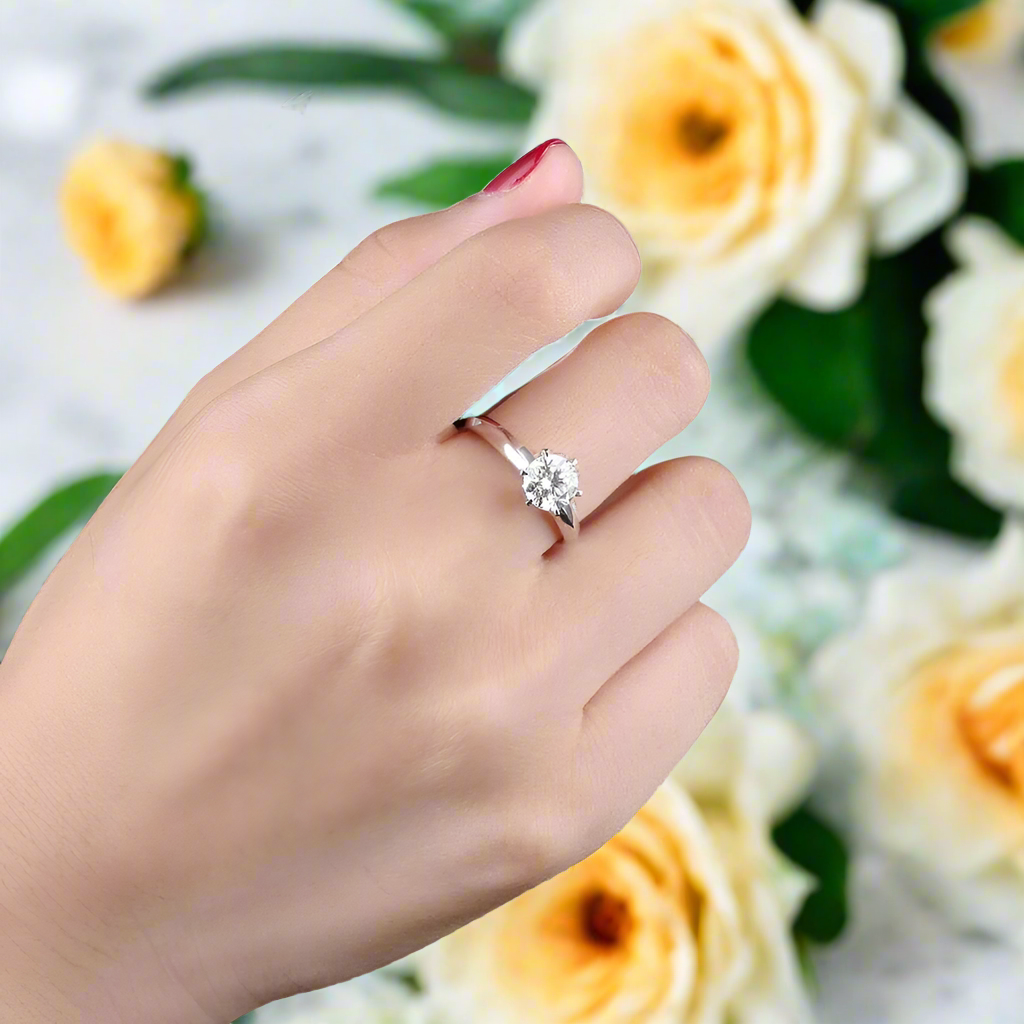 Classic 1ct Round Cut Diamond Engagement Ring-Evani Naomi Jewelry