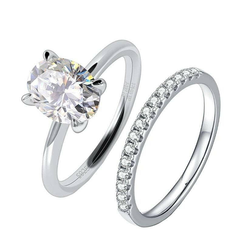 Classic 2.0 ct Oval-cut Diamond Solitaire Wedding Ring Set-Evani Naomi Jewelry