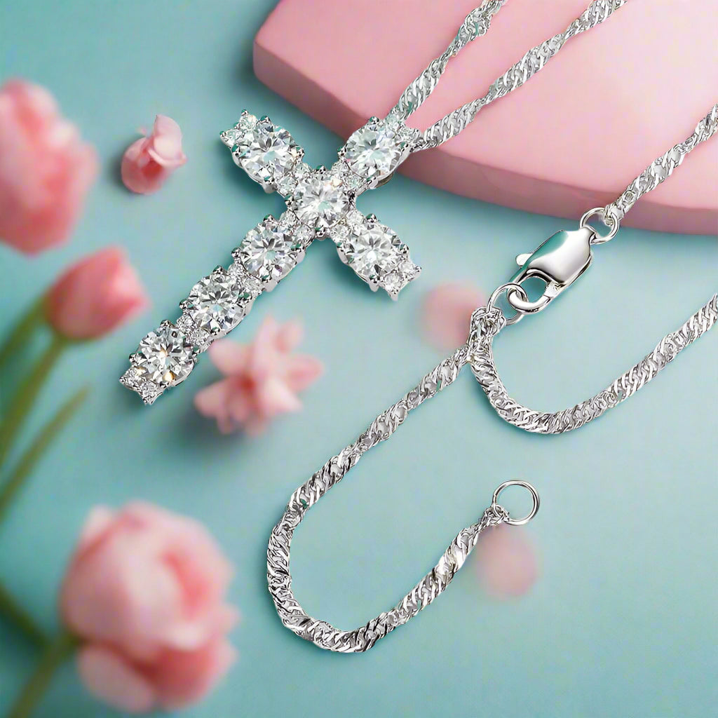 Classic 2.1ct Diamond Cross Pendant Necklace-Evani Naomi Jewelry