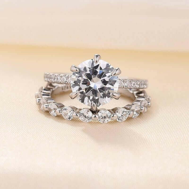 Classic 2.5ct Round Cut Diamonds Bridal Ring Set-Evani Naomi Jewelry