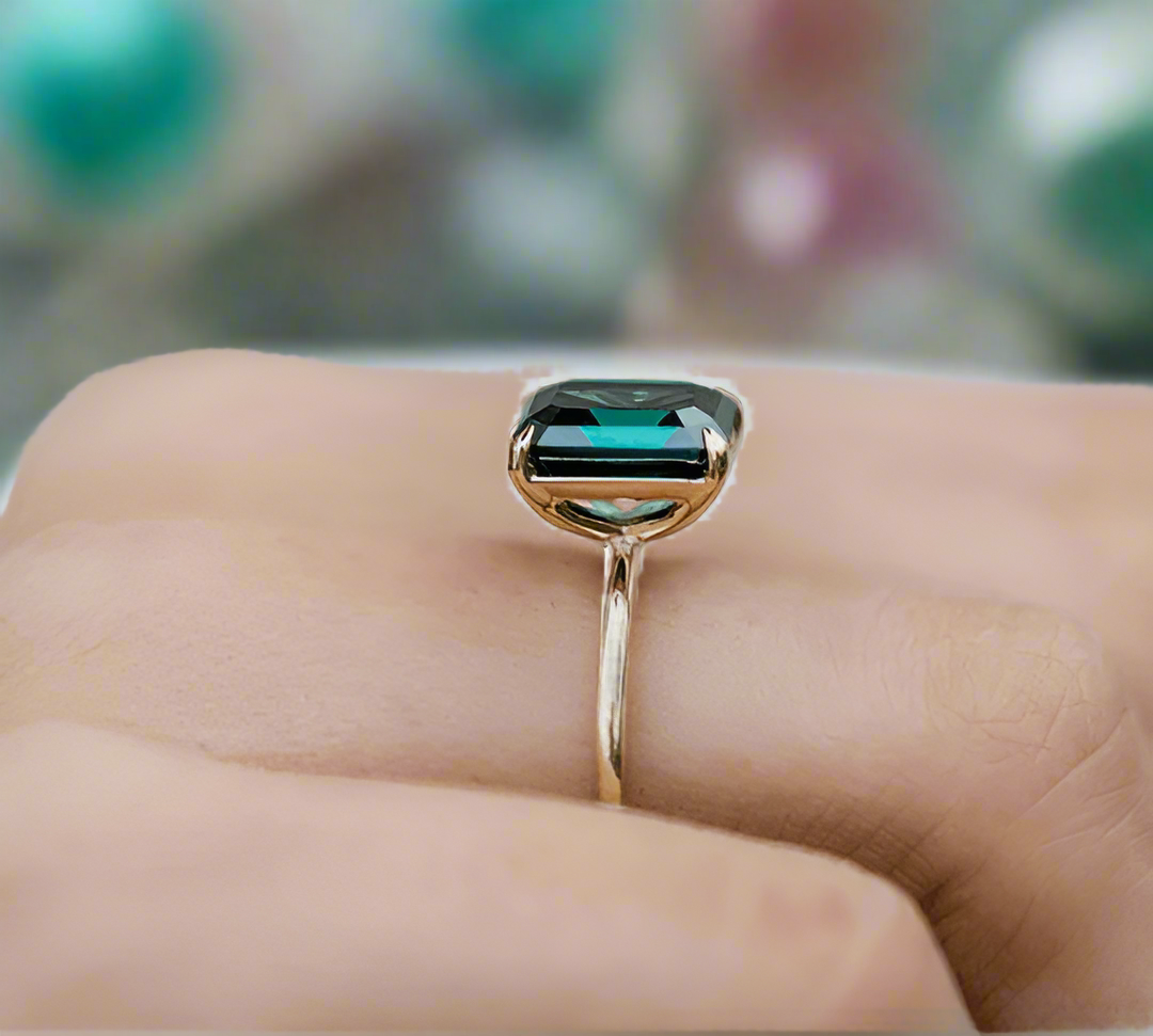 Classic 3.0ct Yellow Gold Emerald Cut Engagement Ring-Evani Naomi Jewelry