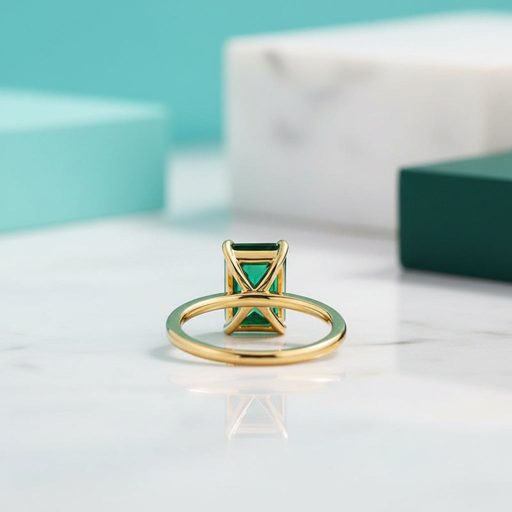 Classic 3.0ct Yellow Gold Emerald Cut Engagement Ring-Evani Jewelry