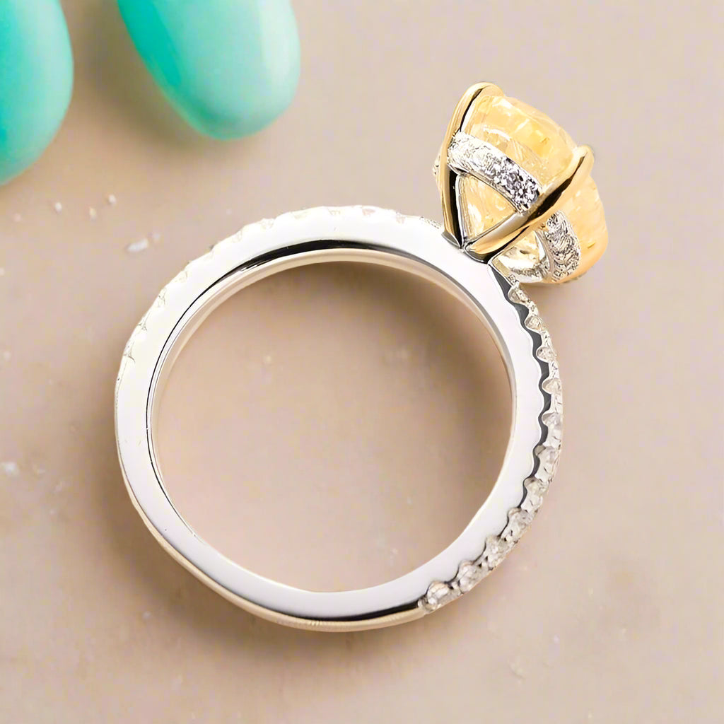 Classic 3.5 ct Yellow Sapphire Oval Cut Diamond Engagement Ring-Evani Naomi Jewelry